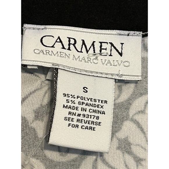 Carmen Marc Valvo Top Women's Small Black White Zipper Detail Sleeveless NEW - Picture 4 of 7